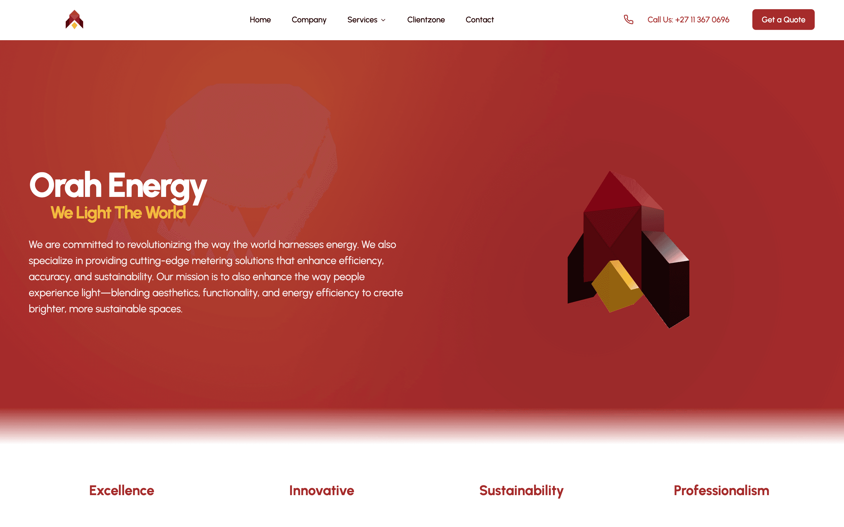 Orah Energy website homepage